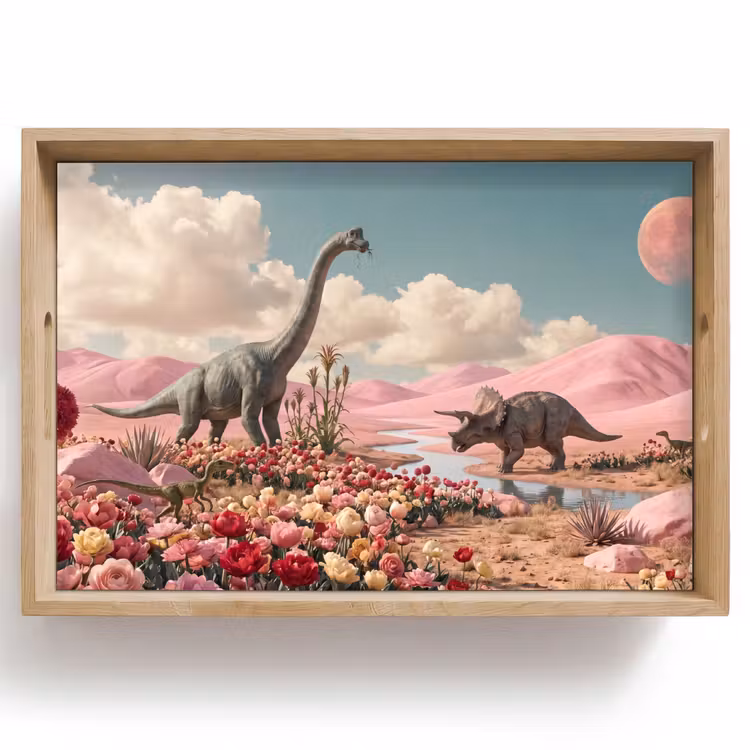 Dienblad - Dinosaurus - Roze - Landschap — 1