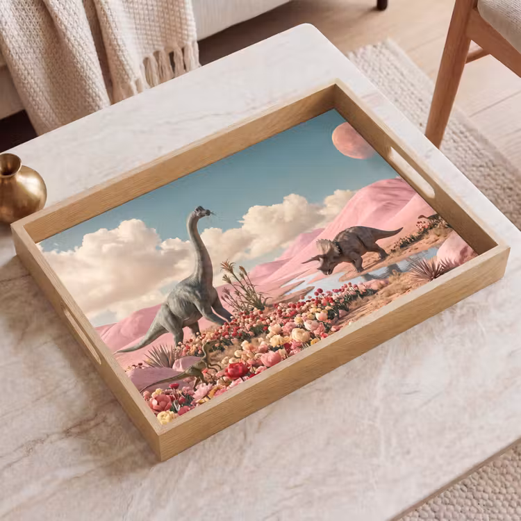 Dienblad - Dinosaurus - Roze - Landschap — 2