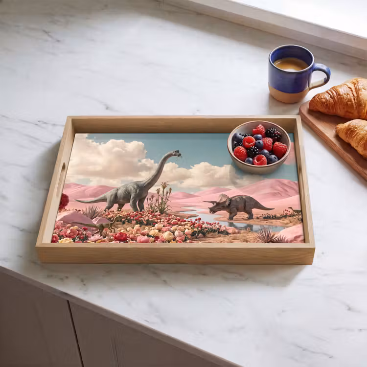 Dienblad - Dinosaurus - Roze - Landschap — 4