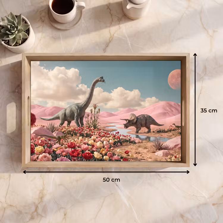 Dienblad - Dinosaurus - Roze - Landschap — 9