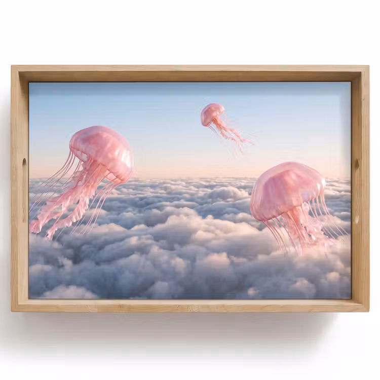 Dienblad - Roze dier - Wolken — 1