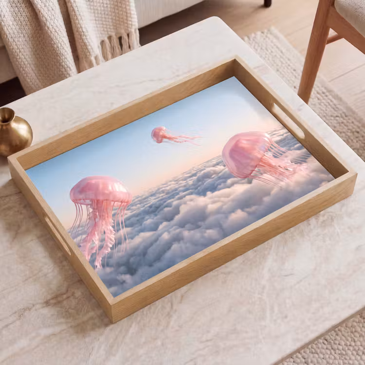 Dienblad - Roze dier - Wolken — 2