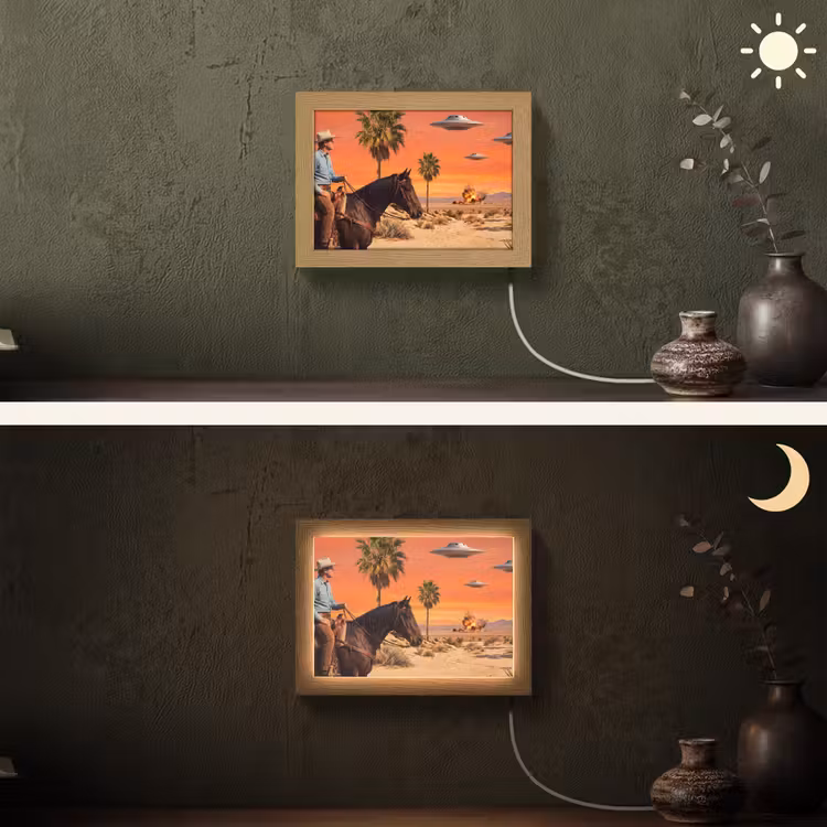 Lightbox - Wandlamp - Cowboy - Paard - Woestijn — 3
