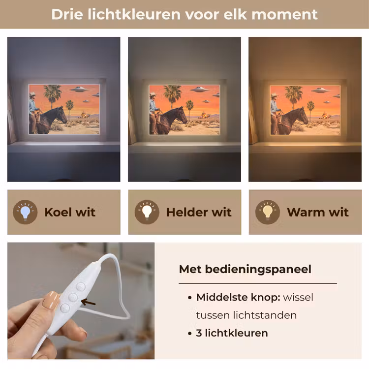 Lightbox - Wandlamp - Cowboy - Paard - Woestijn — 7