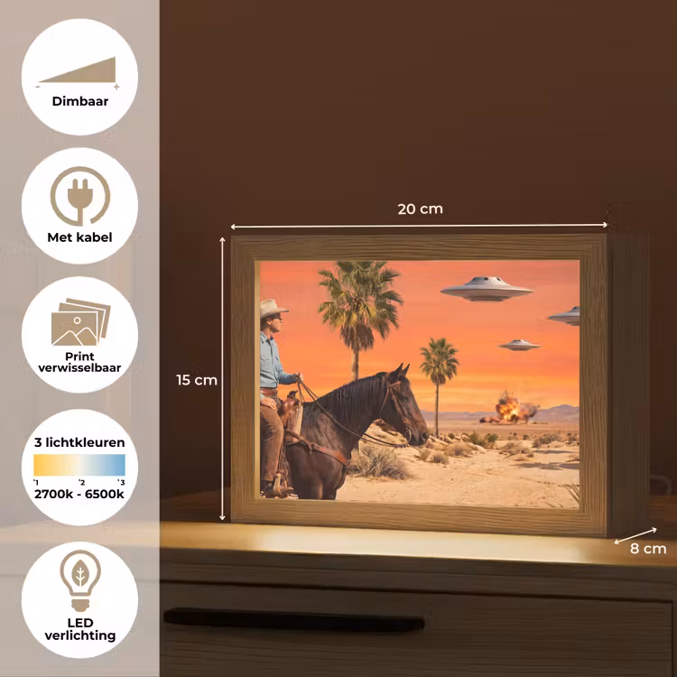 Lightbox - Wandlamp - Cowboy - Paard - Woestijn — 9