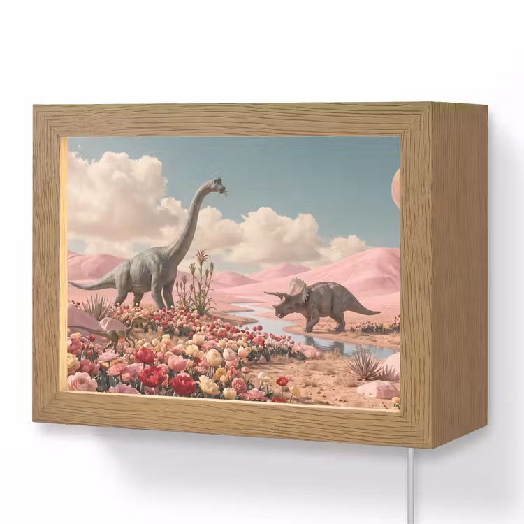 Lightbox - Wandlamp - Dinosaurus - Roze - Landschap — 1