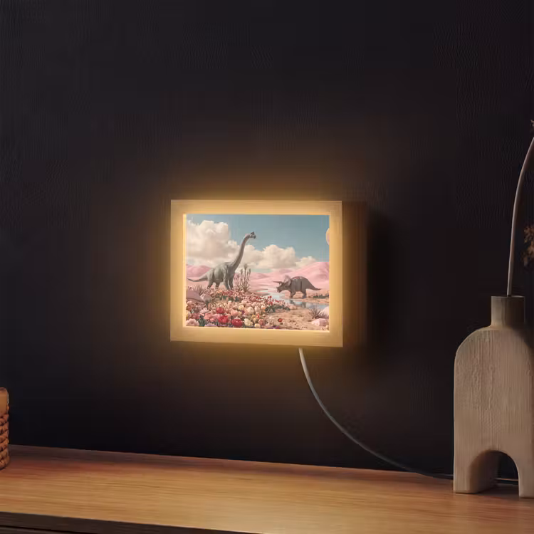 Lightbox - Wandlamp - Dinosaurus - Roze - Landschap — 2