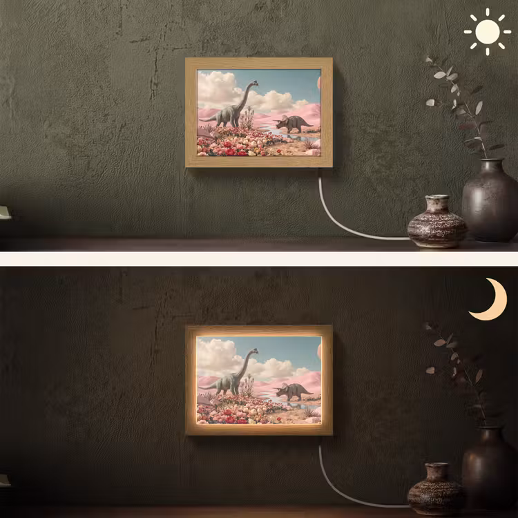 Lightbox - Wandlamp - Dinosaurus - Roze - Landschap — 3