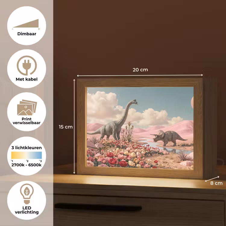 Lightbox - Wandlamp - Dinosaurus - Roze - Landschap — 9