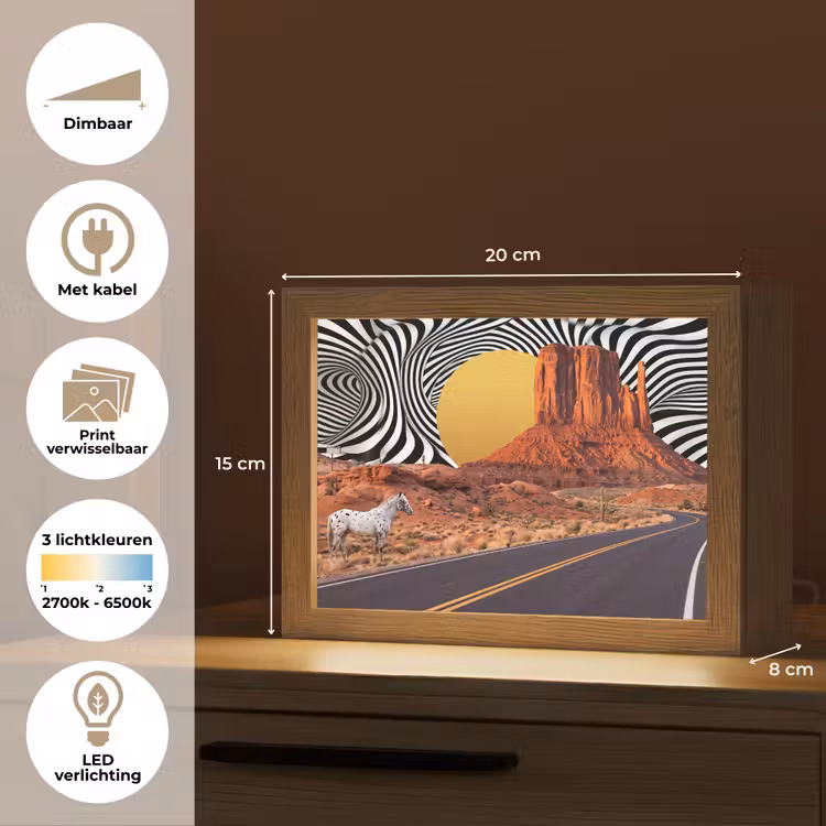 Lightbox - Wandlamp - Paard - Woestijn - Natuur — 9