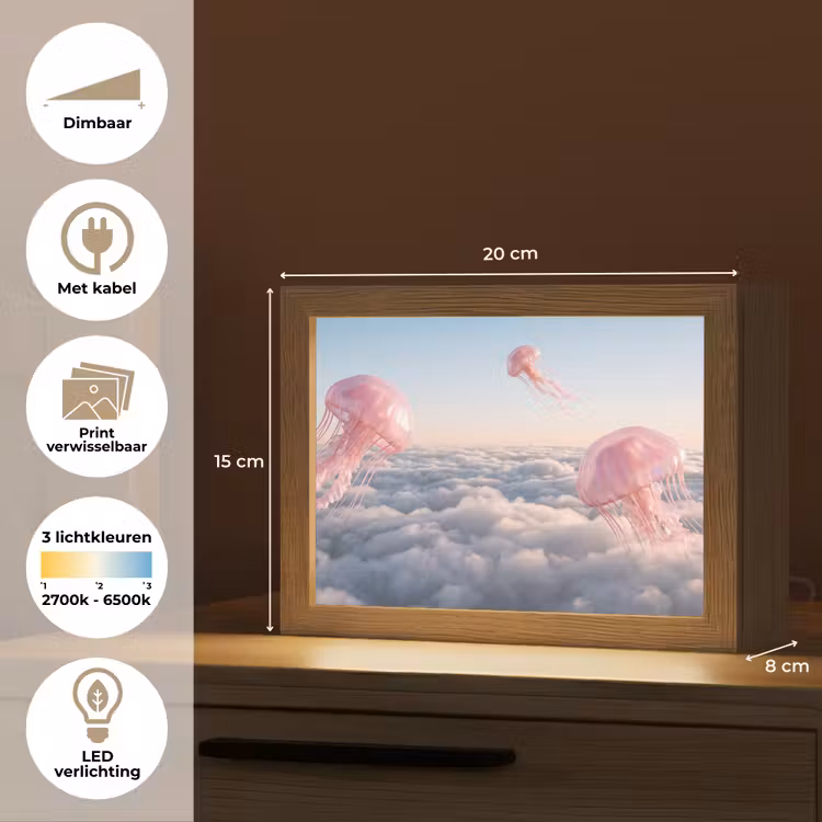 Lightbox - Wandlamp - Roze dier - Wolken — 9