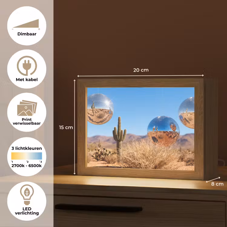 Lightbox - Wandlamp - Woestijn - Spiegelbal - Kunst — 9
