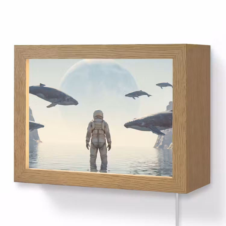 Lightbox - Wandlamp - Ruimtevaarder - Walvis - Fantasie — 1