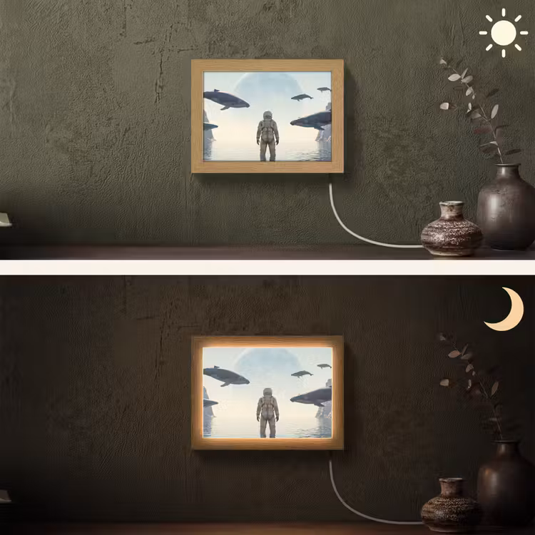Lightbox - Wandlamp - Ruimtevaarder - Walvis - Fantasie — 3