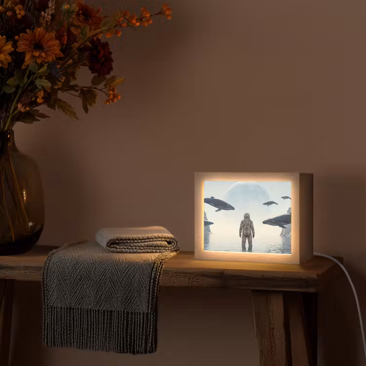 Lightbox - Wandlamp - Ruimtevaarder - Walvis - Fantasie — 5