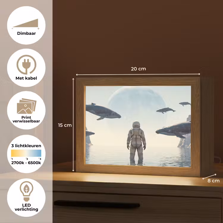 Lightbox - Wandlamp - Ruimtevaarder - Walvis - Fantasie — 9