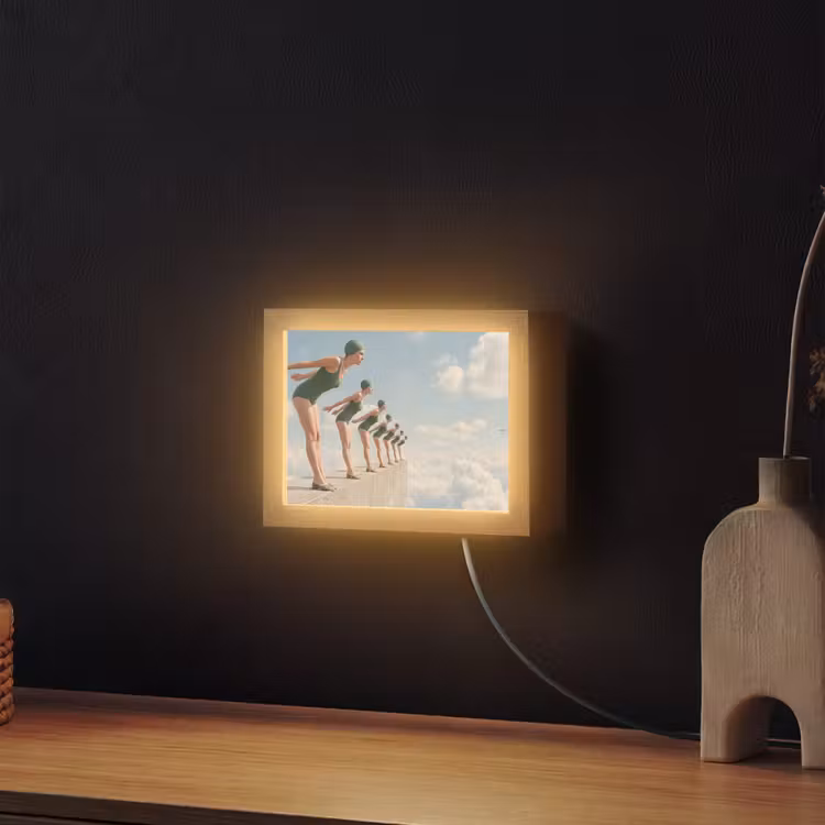 Lightbox - Wandlamp - Vrouwen - Duikhouding - Wolken — 2