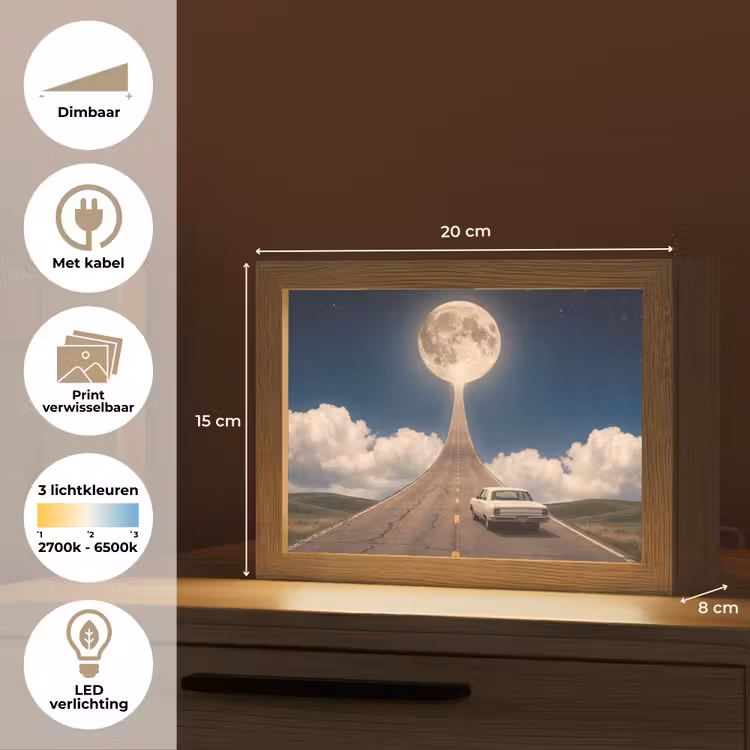 Lightbox - Wandlamp - Weg - Maan - Nacht — 9