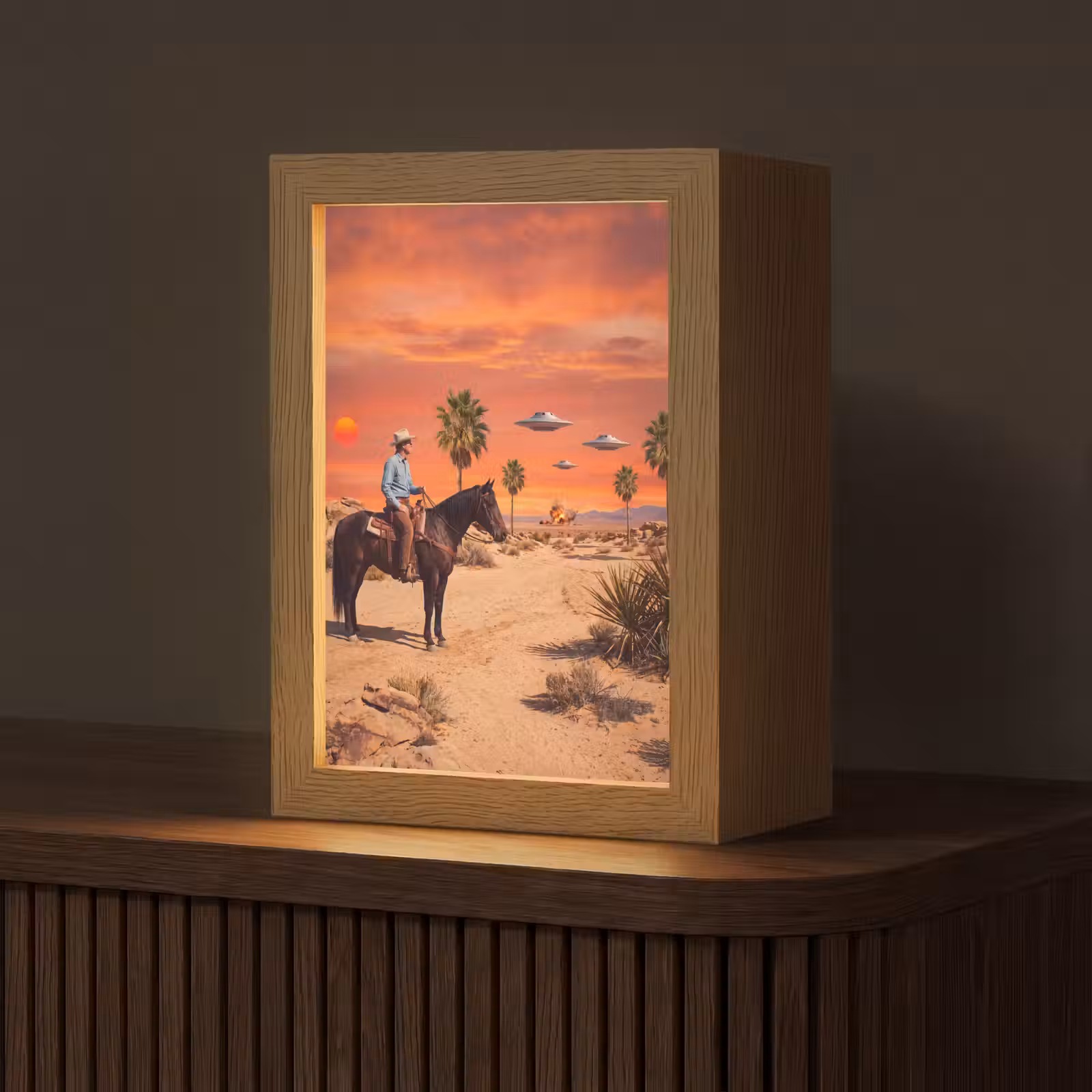 Tafellamp - Cowboy - Paard - Woestijn — 1
