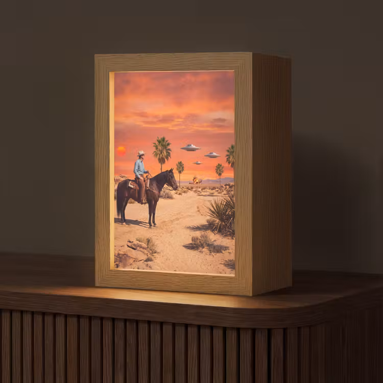 Tafellamp - Cowboy - Paard - Woestijn — 1