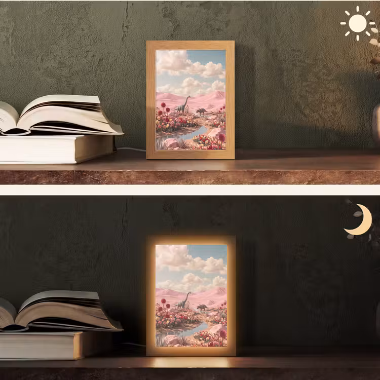 Tafellamp - Dinosaurus - Roze - Landschap — 5