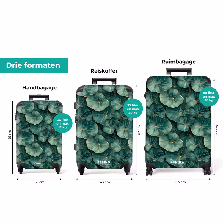 Koffer - Patroon - Bladeren - Groen — 8