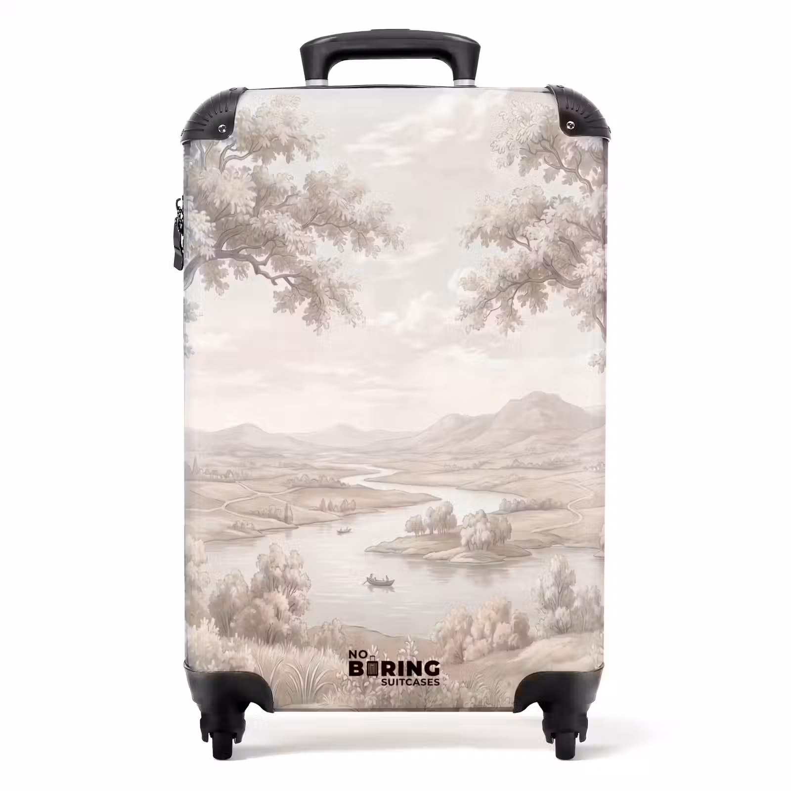 Koffer - Rivierlandschap - Bergen - Natuur - Vintage - Beige — 1