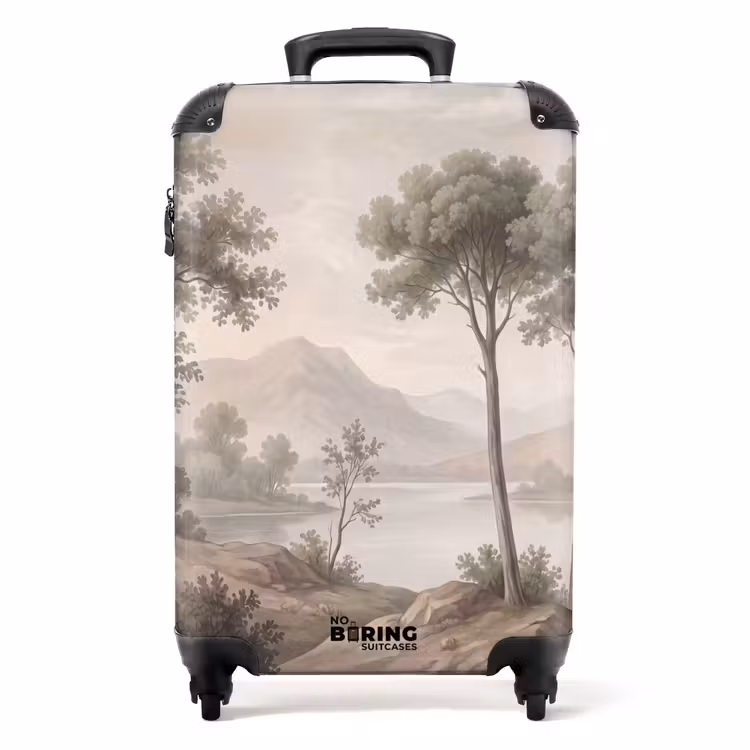 Koffer - Bomen - Meer - Bergen - Illustratie — 1