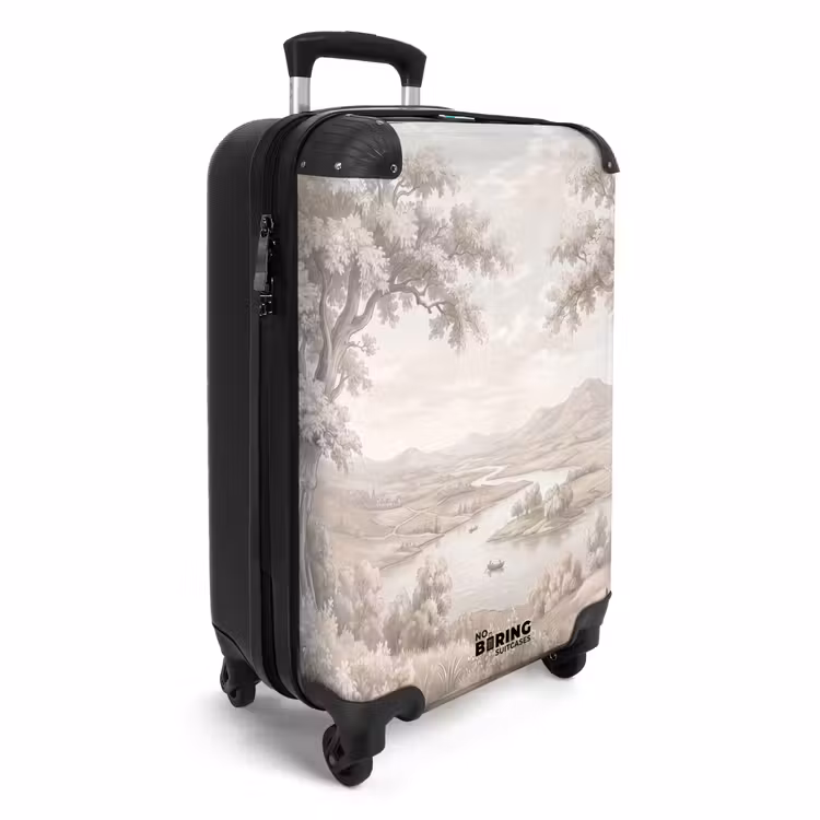 Koffer - Rivierlandschap - Bergen - Natuur - Vintage - Beige — 2