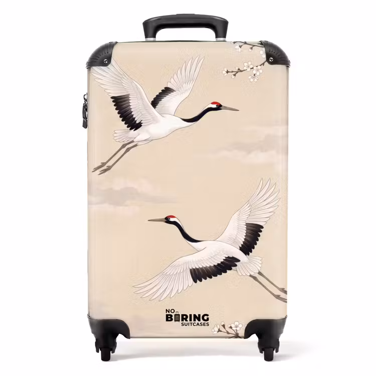 Koffer - Kraanvogels - Bloesem - Beige — 1