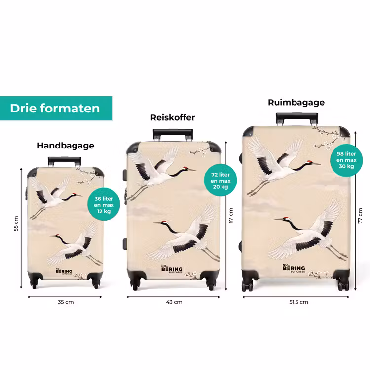 Koffer - Kraanvogels - Bloesem - Beige — 8