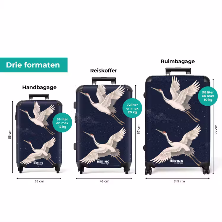 Koffer - Kraanvogels - Nachthemel - Blauw — 8