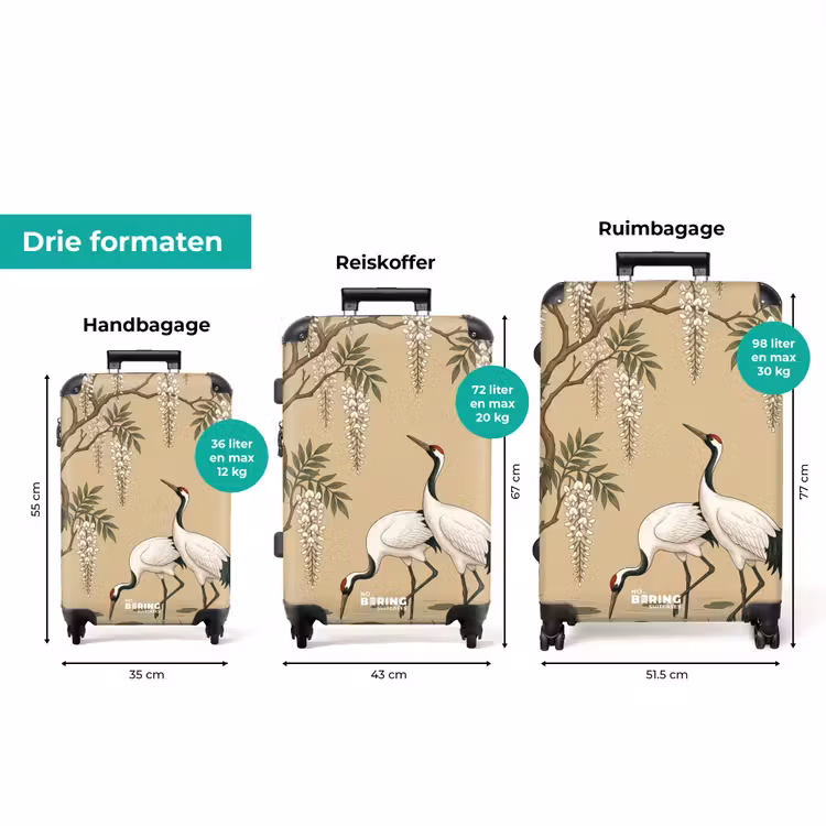 Koffer - Kraanvogels - Water - Beige — 8