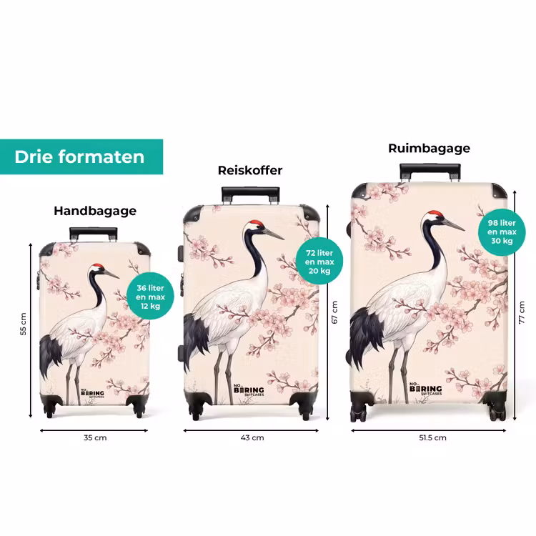 Koffer - Aziatisch - Kraanvogel - Beige — 8