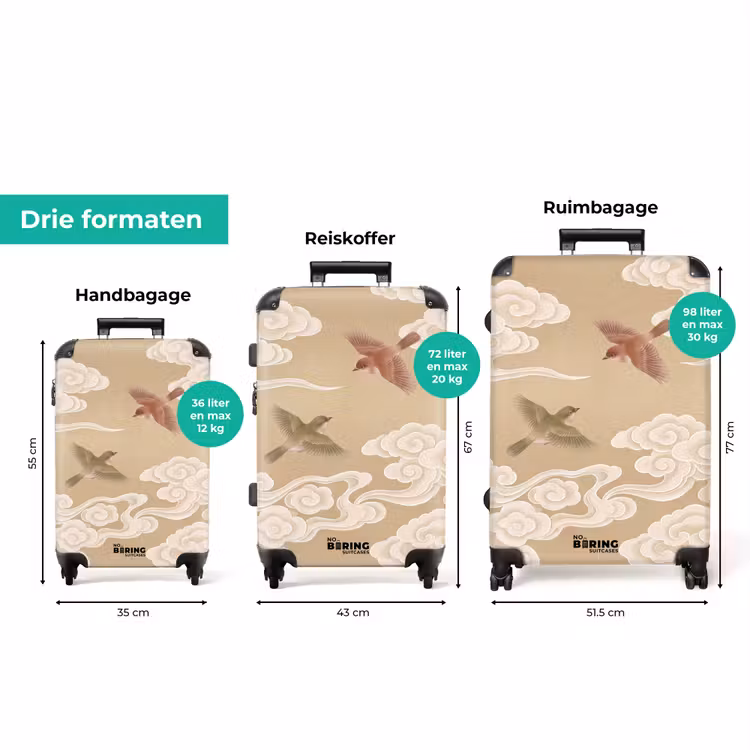 Koffer - Vogels - Vliegen - Beige — 8