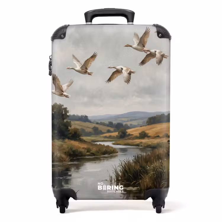 Koffer - Eenden - Rivier - Landschap - Vlucht - Nostalgisch — 1