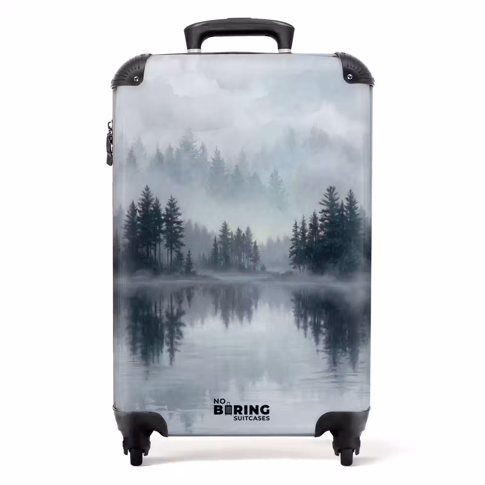 Koffer - Bos - Meer - Mist - Natuur - Grijs — 1