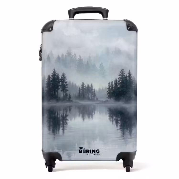 Koffer - Bos - Meer - Mist - Natuur - Grijs — 1