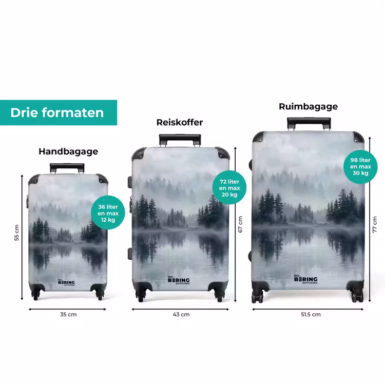 Koffer - Bos - Meer - Mist - Natuur - Grijs — 8