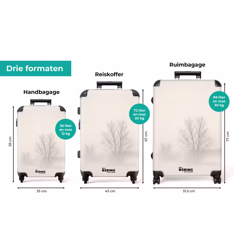 Koffer - Boom - Mist - Sneeuw - Winter - Minimalistisch — 8