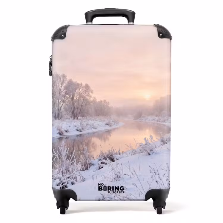 Koffer - Rivier - Winter - Landschap - Sneeuw - Zonsopgang — 1