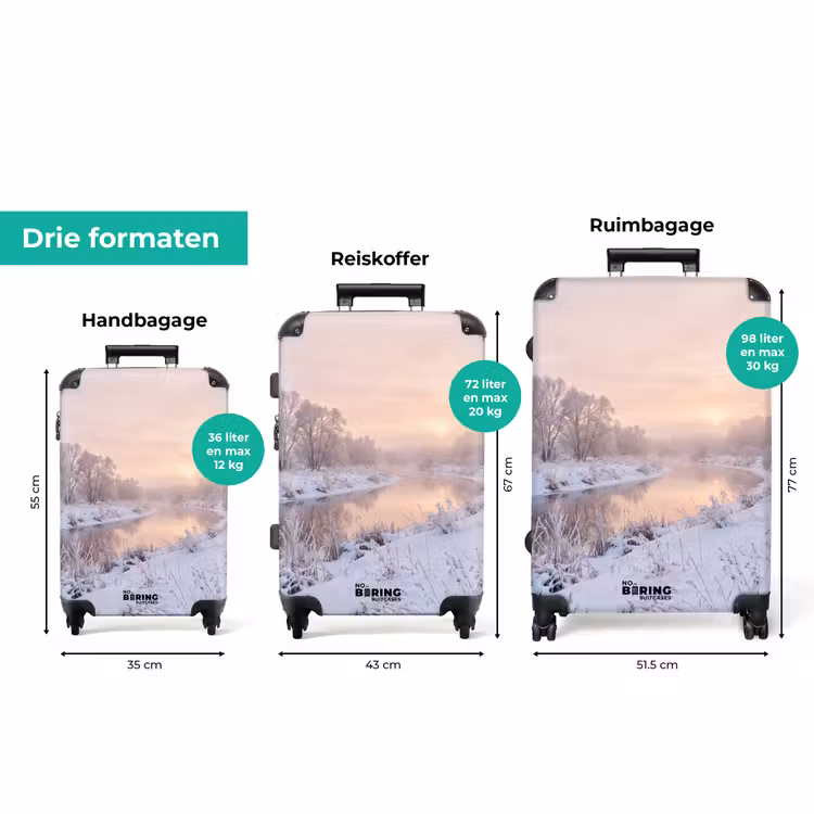 Koffer - Rivier - Winter - Landschap - Sneeuw - Zonsopgang — 8
