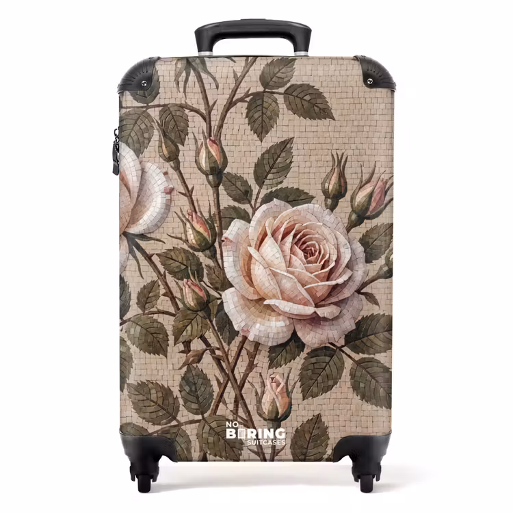 Koffer - Roos - Mozaïek - Bloemen - Klassiek - Beige — 1
