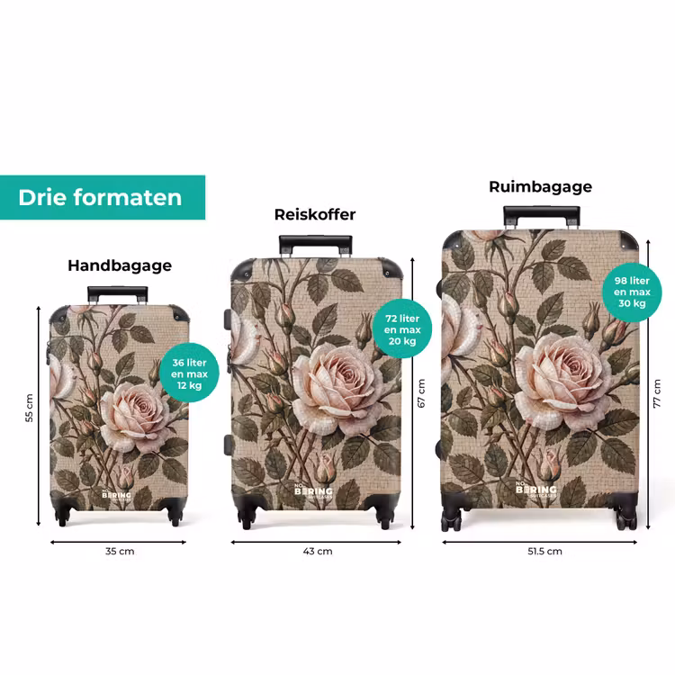 Koffer - Roos - Mozaïek - Bloemen - Klassiek - Beige — 8