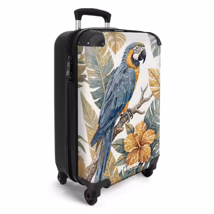 Koffer - Vogel - Tak - Natuur - Mozaïek - Blauw — 2