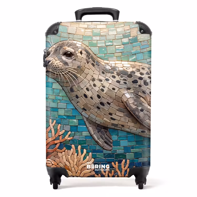 Koffer - Zeehond - Mozaïek - Onderwater - Dieren - Blauw — 1