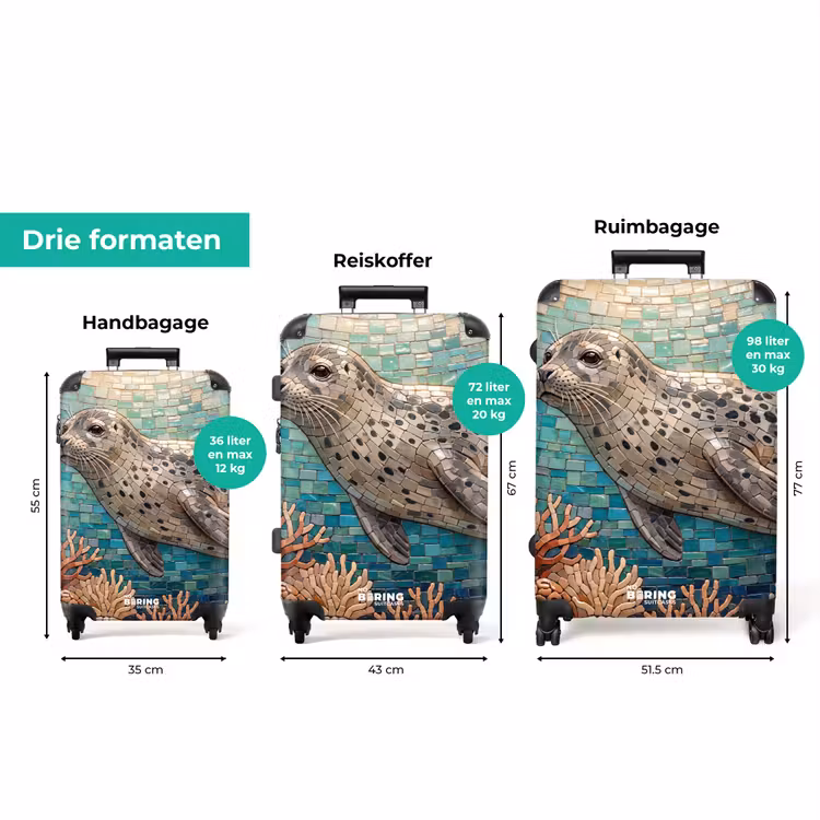 Koffer - Zeehond - Mozaïek - Onderwater - Dieren - Blauw — 8