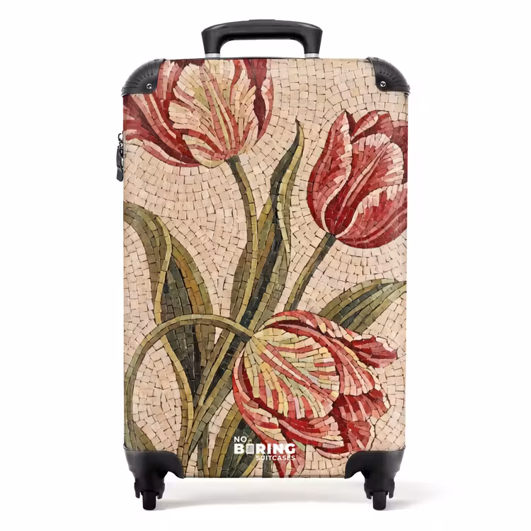 Koffer - Bloemen - Mozaïek - Rood - Groen - Kunst — 1