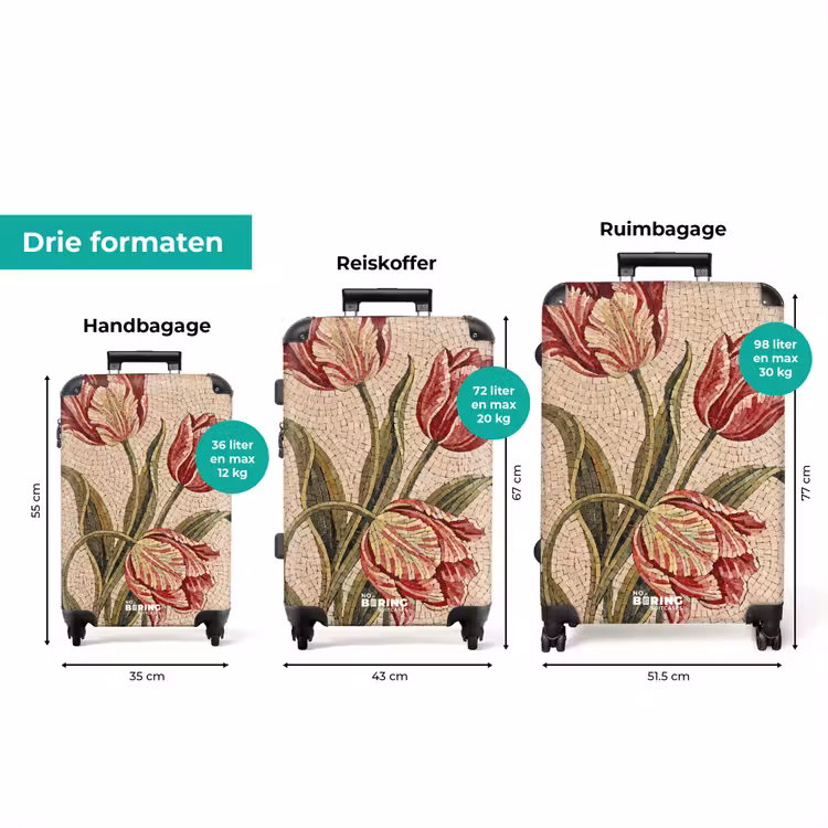 Koffer - Bloemen - Mozaïek - Rood - Groen - Kunst — 8