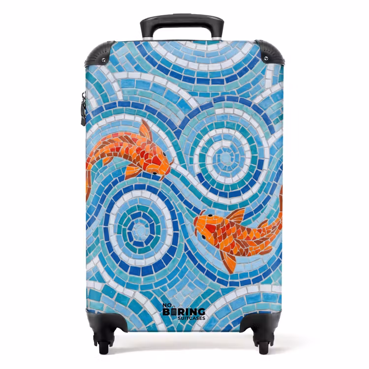 Koffer - Vis - Mozaïek - Water - Decoratief - Blauw — 1